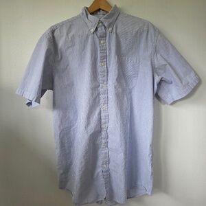 LL Bean Men's Striped Short Sleeve Seersucker Shirt - XL Tall